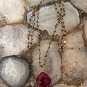 Free People Red and Gold Nature-Inspired Necklace
